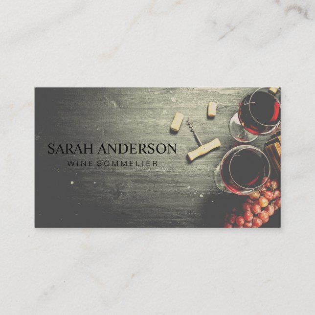Wine Glasses and Corks on Table Business Card (Front)