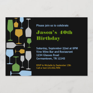 Wine Glasses Birthday Party Invitation