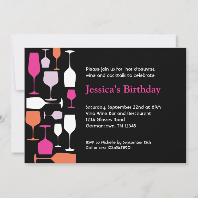Wine Glasses Birthday Party Invitation (Front)
