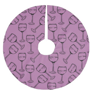 WINE GLASSES BRUSHED POLYESTER TREE SKIRT