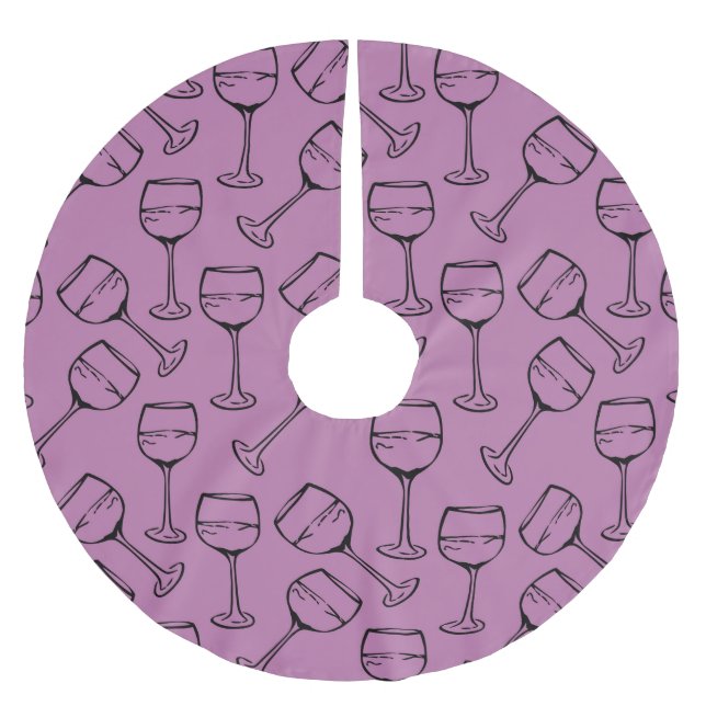 WINE GLASSES BRUSHED POLYESTER TREE SKIRT (Front)