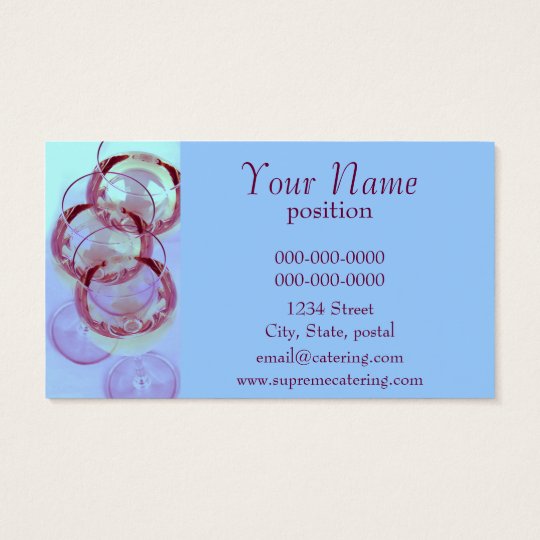 wine glasses catering business card template