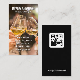 Wine Glasses Cheers   QR Code Business Card