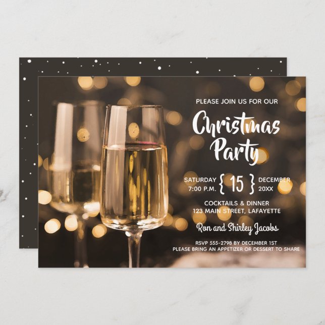 Wine Glasses Christmas Holiday Invitations (Front/Back)