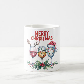 Wine Glasses Design Merry Christmas Coffee Mug
