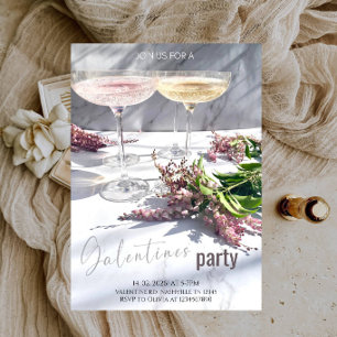 Wine Glasses & Floral Girls Night Celebration Invitation