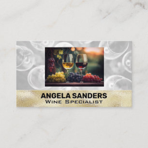 Wine Glasses   Grapes   Vineyard Business Card