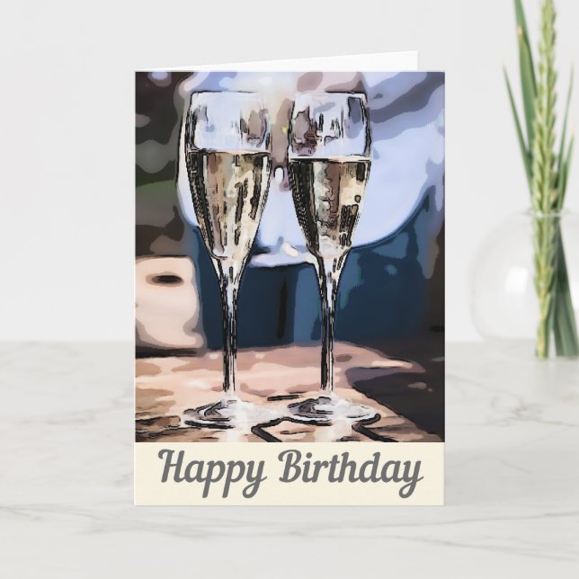 Wine Glasses Happy Birthday Card (Front)