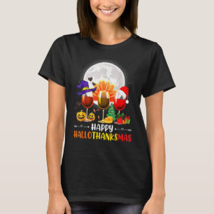 Wine Glasses Happy Hallothanksmas Pumpkin Costume T-Shirt