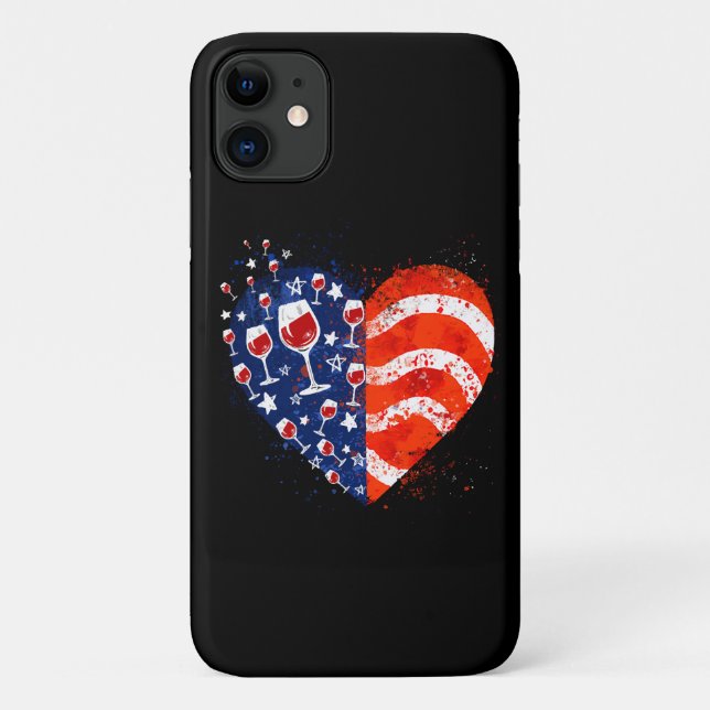 Wine Glasses Heart 4th of July Patriotic American  Case-Mate iPhone Case (Back)