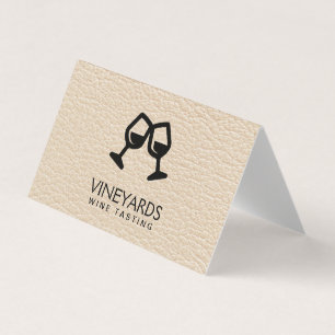 Wine Glasses   Leather Texture Business Card