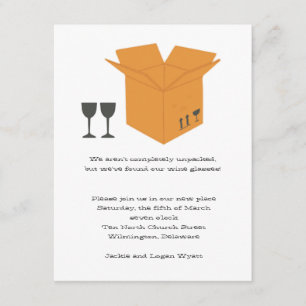 Wine Glasses & Moving Box- Housewarming Invitation