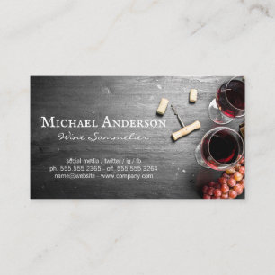 Wine Glasses on Table   Cork Wine Opener Business Card
