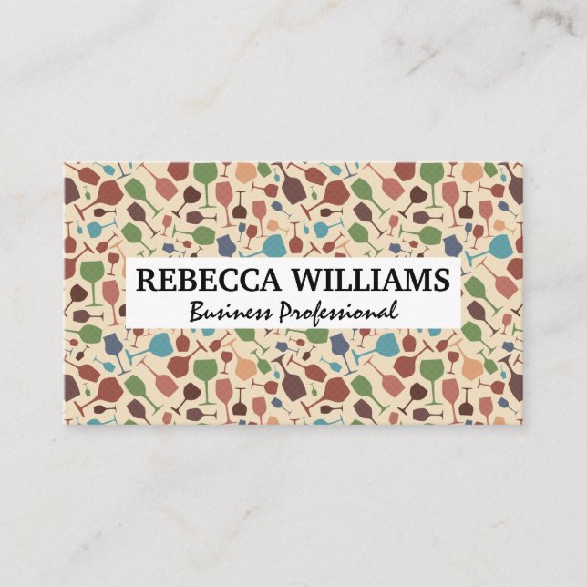 Wine Glasses Pattern | Winery Business Card (Front)