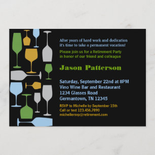 Wine Glasses Retirement Party Invitation