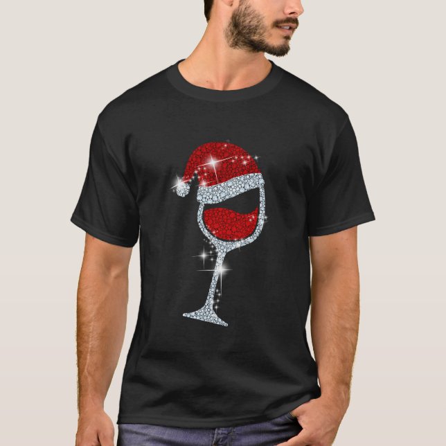 Wine Glasses Santa Wine T-Shirt (Front)