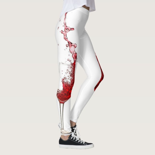 Wine Glasses Splashing Red Wine  Leggings (Right)