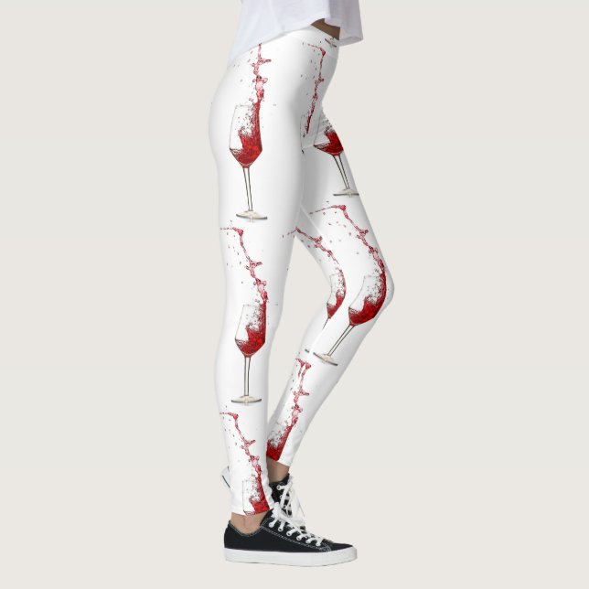 Wine Glasses Splashing Red Wine  Leggings (Right)