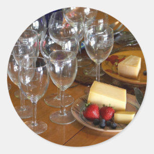 Wine Glasses Stawberries And Cheese Still Life Stu Classic Round Sticker