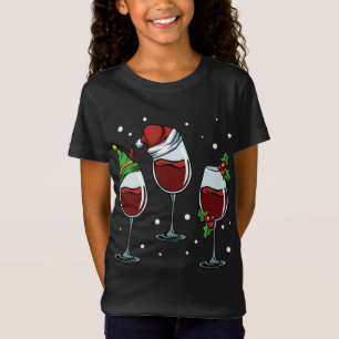Wine Glasses Sweet Cute Have Fun Christmas Celebra T-Shirt