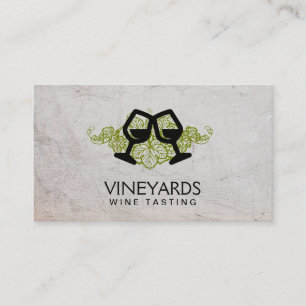 Wine Glasses Toast   Grapes and Vine Business Card