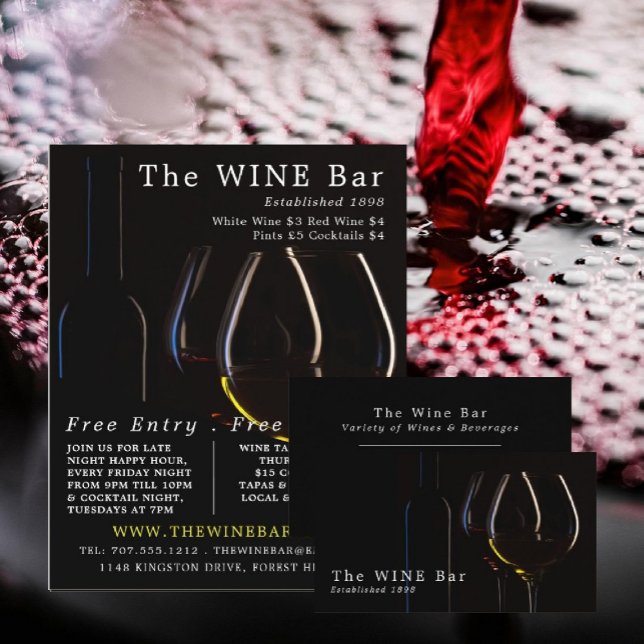 Wine Glasses, Wine Bar/Winery Advertising Flyer (Creator Uploaded)