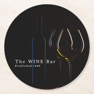 Wine Glasses, Wine Bar/Winery Round Paper Coaster