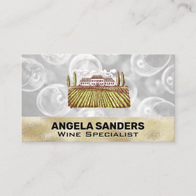 Wine Glasses | Winery Business Card (Front)