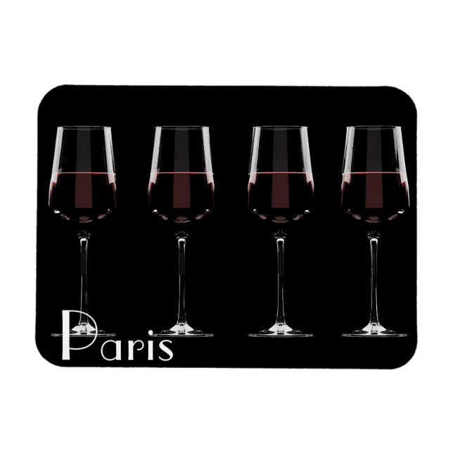 Wine glasses with red wine on black magnet (Horizontal)