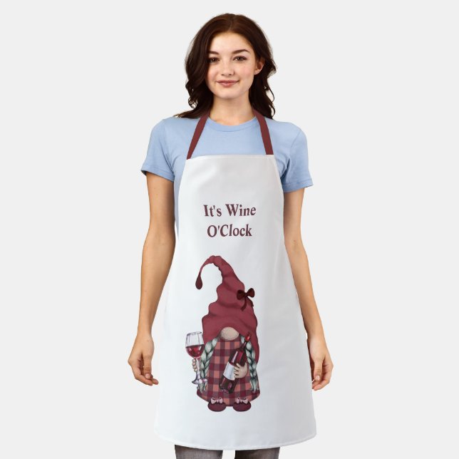 Wine Gnome It's Wine O'Clock  Apron (Worn)
