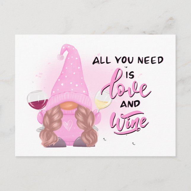 Wine Gnome Quote  Holiday Postcard (Front)