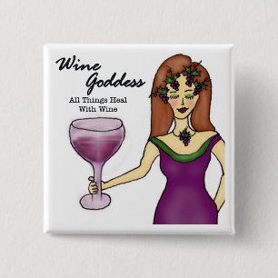 Wine Goddess "All Things Heal..." 15 Cm Square Badge