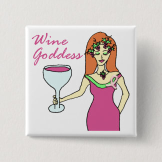 Wine Goddess Pink Ribbon Breast Cancer Awareness 15 Cm Square Badge