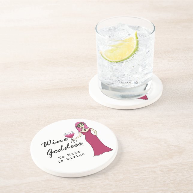Wine Goddess "Wine Is Divine" Coaster (Side)