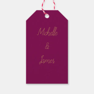 Wine & Gold Colors Professional Trendy Modern Gift Tags