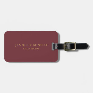 Wine & Gold Colour Professional Trendy Modern Plai Luggage Tag