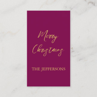Wine & Gold Colours Merry Christmas Enclosure Card