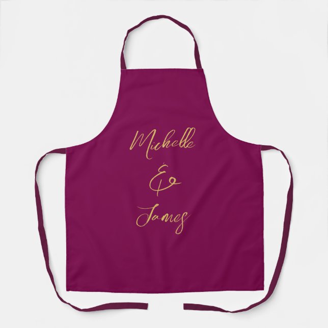 Wine & Gold Colours Professional Trendy Modern Apron (Front)