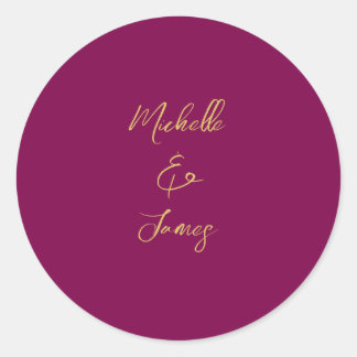 Wine & Gold Colours Professional Trendy Modern Classic Round Sticker