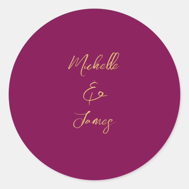 Wine & Gold Colours Professional Trendy Modern Classic Round Sticker (Front)