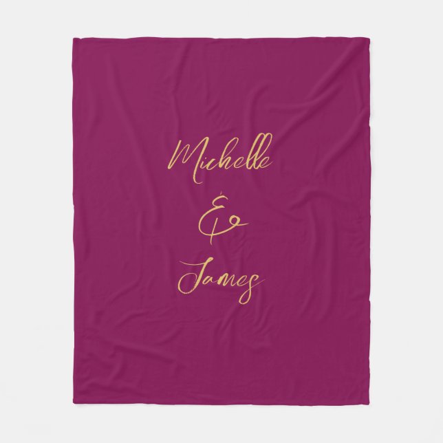 Wine & Gold Colours Professional Trendy Modern Fleece Blanket (Front)