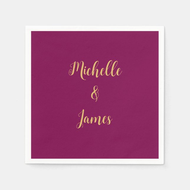 Wine & Gold Colours Professional Trendy Modern Napkin (Front)
