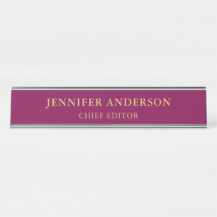 Wine Gold Colours Professional Trendy Modern Plain Desk Name Plate