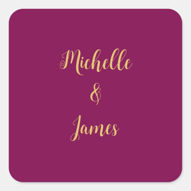 Wine & Gold Colours Professional Trendy Modern Square Sticker (Front)