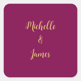 Wine & Gold Colours Professional Trendy Modern Square Sticker