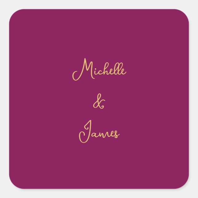 Wine & Gold Colours Professional Trendy Modern Square Sticker (Front)