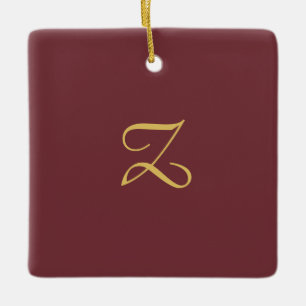 Wine Gold Monogram Professional Trendy Modern Ceramic Ornament