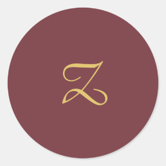 Wine Gold Monogram Professional Trendy Modern Classic Round Sticker