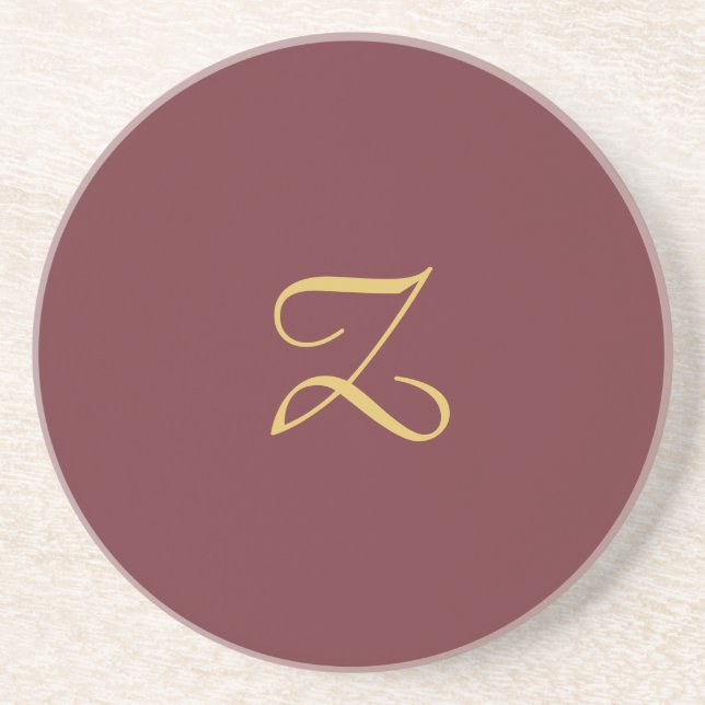 Wine Gold Monogram Professional Trendy Modern Coaster (Front)