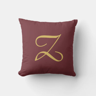 Wine Gold Monogram Professional Trendy Modern Cushion